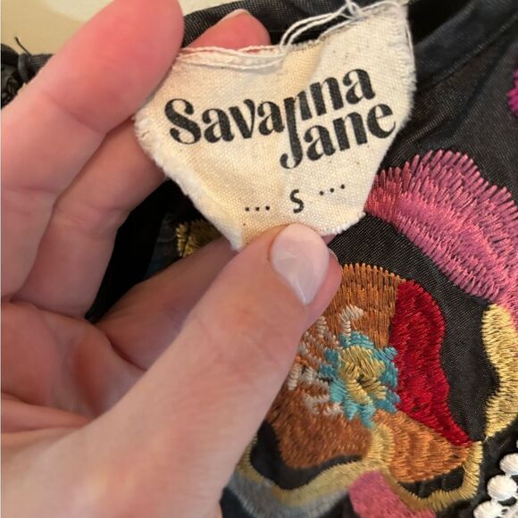 Savanna Jane Striper and Floral Embroidered Flowy Dress size S - Picture 3 of 5